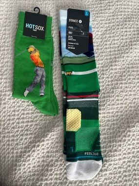 Stance Men's Green Golf Crew Socks with Multicolor Course Graphics